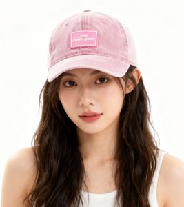 verwaschene ZWILLINGSHERZ Basic Classic Base-Cap mit Logo-Patch Baumwoll-Cap justierbare Cappy Schirm-Mütze 4603M K25357-5 Pink