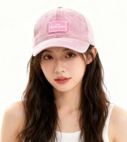 verwaschene ZWILLINGSHERZ Basic Classic Base-Cap mit Logo-Patch Baumwoll-Cap justierbare Cappy Schirm-Mütze 4603M K25357-5 Pink