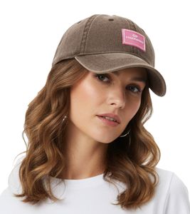 verwaschene ZWILLINGSHERZ Basic Classic Base-Cap mit Logo-Patch Baumwoll-Cap justierbare Cappy Schirm-Mütze 4603M K25357-3 Braun