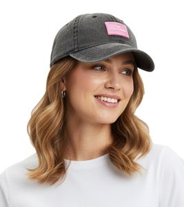verwaschene ZWILLINGSHERZ Basic Classic Base-Cap mit Logo-Patch Baumwoll-Cap justierbare Cappy Schirm-Mütze 4603M K25357-2 Schwarz