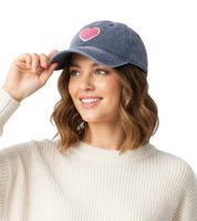 flauschige ZWILLINGSHERZ Herz Classic Base-Cap mit Plüsch-Herz Baumwoll-Cap justierbare Cappy Schirm-Mütze 4603M K25358-6 Navy-Blau