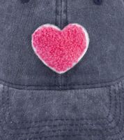 flauschige ZWILLINGSHERZ Herz Classic Base-Cap mit Plüsch-Herz Baumwoll-Cap justierbare Cappy Schirm-Mütze 4603M K25358-6 Navy-Blau