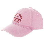 Allegro cappellino da baseball classico ZWILLINGSHERZ Happy Vibes con scritta Positive Vibes, in cotone, con visiera regolabile, 4603M K5403-2 Rosa antico