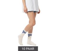 10 Paar bequeme ZWILLINGSHERZ Damen Socken Tennis-Socken mit Herz-Stickerei Alltags-Strümpfe Baumwoll-Socken 4603S K248141 Weiß/Blau
