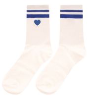 10 Paar bequeme ZWILLINGSHERZ Damen Socken Tennis-Socken mit Herz-Stickerei Alltags-Strümpfe Baumwoll-Socken 4603S K248141 Weiß/Blau