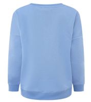 bequemer ZWILLINGSHERZ Pullover Damen Sweat-Pullover GOOD VIBES HAPPINESS mit V-Ausschnitt 46080-87 Blau