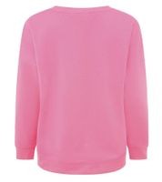 bequemer ZWILLINGSHERZ Pullover Damen Sweat-Pullover GOOD VIBES HAPPINESS mit V-Ausschnitt 46080-4 Neonpink