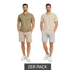 Lot de 2 polos classiques BLEND en coton pour homme, réf. 20718074-204242, beige/marron
