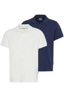 Confezione da 2 polo da uomo BLEND in cotone, modello classico 20718074-204240, bianco/blu