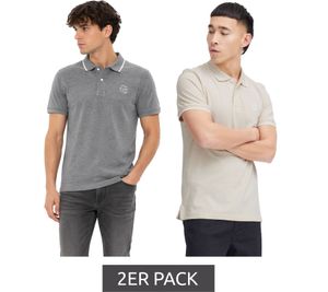 2er Pack klassisches BLEND Herren Poloshirt aus Baumwolle Shirt 20718756-204977 Grau/Beige