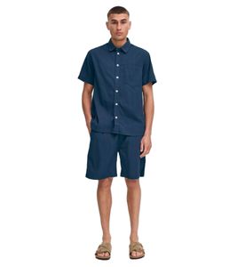 klassische SOLID SDLiam Seersucker Herren Shorts mit Label-Detail Freizeitshorts 21108637-194010 Blau