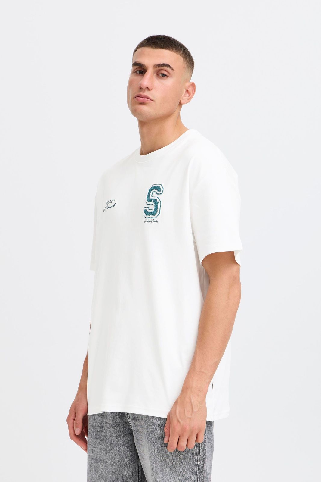 klassisches SOLID SDRowdy Herren T-Shirt mit Rundhals Shirt 21108686-114201 Weiß