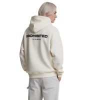Sweat à capuche Prohibited pour homme avec logo, 100 % coton, coloris crème/blanc