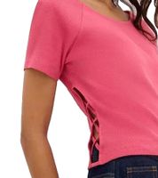 3er Sparpack enganliegendes Damen T-Shirt kurzärmliges Sommershirt aus Bio-Baumwolle 928790 Pink