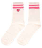 10 Paar bequeme ZWILLINGSHERZ Damen Socken Tennis-Socken mit Herz-Stickerei Alltags-Strümpfe Baumwoll-Socken 4603S K248141 Weiß/Pink
