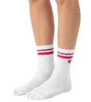 10 Pairs of Comfortable ZWILLINGSHERZ  Women's Tennis Socks with Heart Embroidery, Everyday Socks, Cotton Socks 4603S K248141 White/Pink