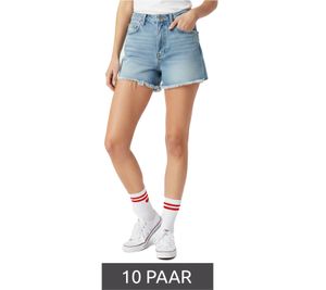 10 Paar bequeme ZWILLINGSHERZ Damen Socken Tennis-Socken mit Herz-Stickerei Alltags-Strümpfe Baumwoll-Socken 4603S K248141 Weiß/Rot