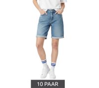 10 Paar bequeme ZWILLINGSHERZ Damen Socken Tennis-Socken mit MOIN-Stickerei Alltags-Strümpfe Baumwoll-Socken 4603S K248142 Weiß/Blau