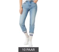 10 Paar bequeme ZWILLINGSHERZ Damen Socken Tennis-Socken mit Leoparden-Muster Alltags-Strümpfe Baumwoll-Socken 4603S K248144 Weiß/Blau