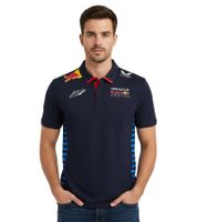 Oracle Red Bull Max-Verstappen Racing 2024 Formel 1 F1 Team Herren Polo-Shirt mit Sponsorenlogos Sport-Shirt 701231016 001 Navy