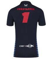Oracle Red Bull Max-Verstappen Racing 2024 Formel 1 F1 Team Herren Polo-Shirt mit Sponsorenlogos Sport-Shirt 701231016 001 Navy