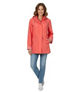 Timeless Wedolina Linda Women's Transitional Jacket, Short Coat with Detachable Hood, Sporty Spring Jacket 12210824 Peach-Orange