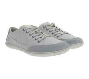 Baskets basses légères GROUNDIES Barefoot Shoes Amsterdam pour femme, en toile, avec semelle TrueSense® et lacets, coloris gris GND-110030-16