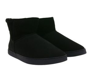 Bottines basses Groundies Cozy Boot Low pour femme, doublées, en cuir véritable avec semelle TrueSense®, noires (GND-120236-01)