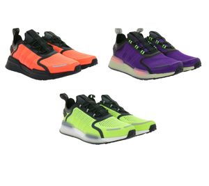 sportliche adidas NMD_V3 Sneaker nachhaltige Lauf-Schuhe für Damen und Herren mit BOOST Dämpfung in Orange/Schwarz, Lila/Schwarz/Grün, oder Gelb/Schwarz