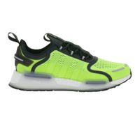 Sporty adidas NMD_V3 sneakers: sustainable running shoes for men and women with BOOST cushioning in orange/black, purple/black/green, or yellow/black