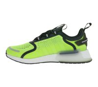 Sporty adidas NMD_V3 sneakers: sustainable running shoes for men and women with BOOST cushioning in orange/black, purple/black/green, or yellow/black