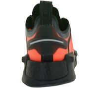 Sporty adidas NMD_V3 sneakers: sustainable running shoes for men and women with BOOST cushioning in orange/black, purple/black/green, or yellow/black