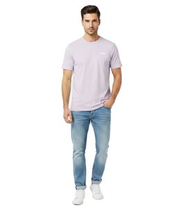 Camiseta de manga corta de algodón con cuello redondo para hombre, modelo 701222540 003, color morado, ideal para el verano.