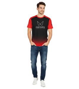 Maglietta sportiva girocollo da uomo Mahindra Racing Formula E, maglia sportiva sostenibile 701229002 001 Nero/Rosso