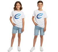 farbenfrohes Formula E Kinder T-Shirt Kurzarm-Shirt nachhaltiges Baumwoll-Shirt mit Formula E Logo 701223593 002 Weiß/Blau