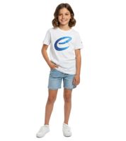 farbenfrohes Formula E Kinder T-Shirt Kurzarm-Shirt nachhaltiges Baumwoll-Shirt mit Formula E Logo 701223593 002 Weiß/Blau