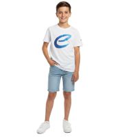 farbenfrohes Formula E Kinder T-Shirt Kurzarm-Shirt nachhaltiges Baumwoll-Shirt mit Formula E Logo 701223593 002 Weiß/Blau
