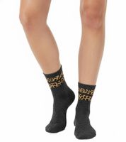 10 pares de calcetines de tenis cómodos para mujer ZWILLINGSHERZ con estampado de leopardo, ideales para el día a día, de algodón (modelo 4603S K258183, color gris/marrón)