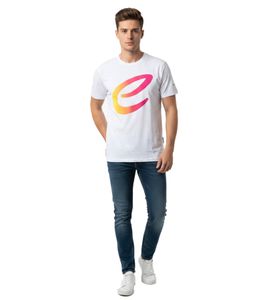 farbenfrohes Formula E Herren T-Shirt Baumwoll-Shirt mit buntem Formula E Logo Sommer-Shirt 701223579 002 Weiß/Pink/Gelb