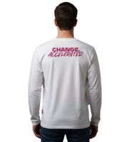 praktisches Formula E Herren T-Shirt Baumwoll-Shirt mit buntem Change Accelerated Schriftzug Longsleeve 701223588 001 Weiß/Pink