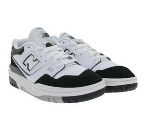New Balance 550 Damen und Kinder Sneaker Echtleder-Schuhe mit Ortholite-Innensohle Retro-Schuhe GSB550CA Weiß/Schwarz