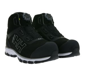 Zapatos de seguridad impermeables Helly Hansen Chelsea Evolution Mid Boa S3 para mujer con Ortholite y membrana Helly Tech®, horma ancha, protección clase S3, 78269_930, negro/gris