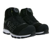 Zapatos de seguridad impermeables Helly Hansen Chelsea Evolution Mid Boa S3 para mujer con Ortholite y membrana Helly Tech®, horma ancha, protección clase S3, 78269_930, negro/gris