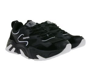 extravagante STARTER Buffalo Herren Sneaker mit Echtleder und Wildleder Retro Turn-Schuhe im 90er Style SMB102321 200 Schwarz/Weiß