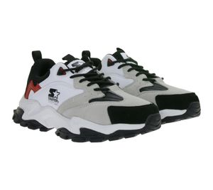 extravagante STARTER Cape Coral Herren Sneaker mit Echtleder und Wildleder Retro Turn-Schuhe im 90er Style SMB103321 300 Weiß/Rot/Schwarz/Grau