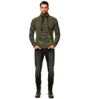 Stylischer Herren Strick-Pullover mit gestrickten Schlitzen am Ärmel Sweater 13328 Gelb