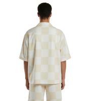 Prohibited Checke Herren Kurzarm-Hemd im Karomuster Business-Shirt PC005010 Beige/Weiß