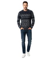 Stilvoller und hochwertiger melierter Strickpullover für einen modernen und vielseitigen Alltagslook 6245 Marine 