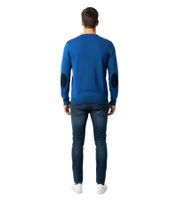 Pull en maille élégante et tendance, orné d'un motif géométrique moderne. Pull en maille fine 3178 Bleu