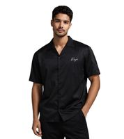 Elegantes ROUGH. Herren-Kurzarmhemd aus Seide Business-Shirt 61991211 in Schwarz